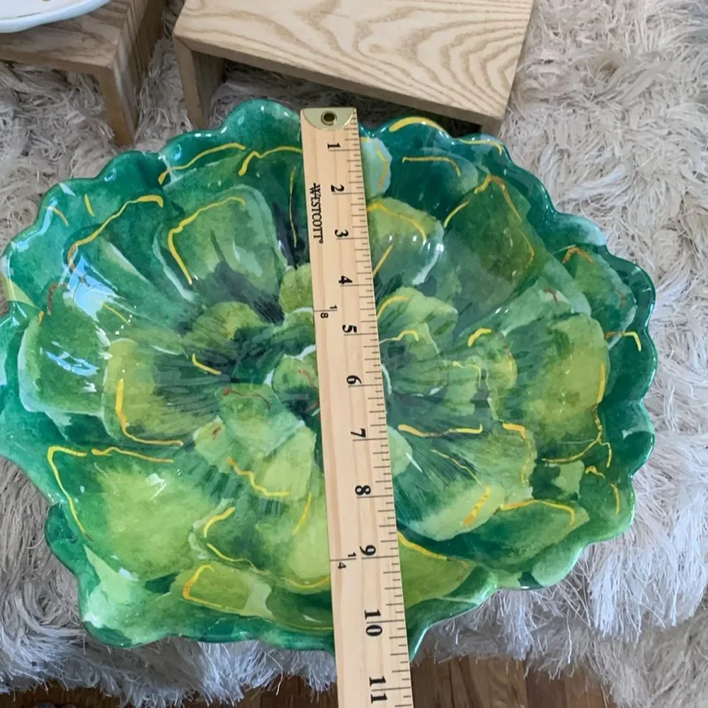 Pier 1‎ Imports Green Succulent Cactus Melamine Serving Bowl, Tray & Small Bowl